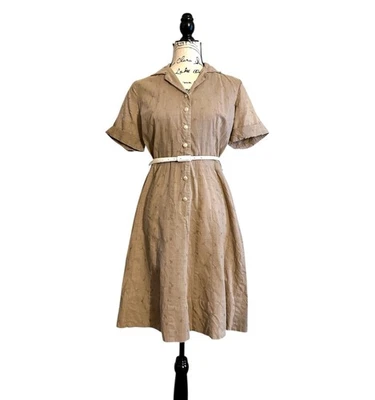 Vestido de día marrón vintage años 40 50 cuello trasero único *Leer* Foto 1 de 4