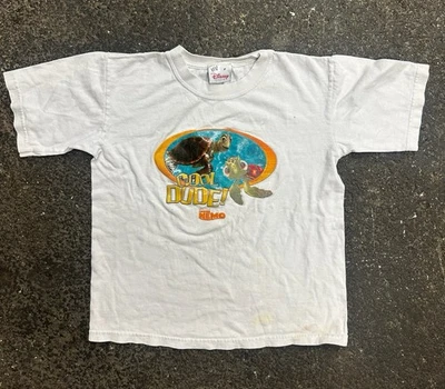 Disney Finding Nemo Graphic Vintage Boys Shirt Turtle Cool Dude VTG Y2K Whits - Image 1 of 4