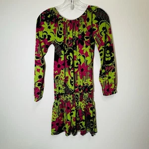 Girlfriends Girls Floral Dress Brown Pink Green Size 14 Long Sleeved - Picture 1 of 5