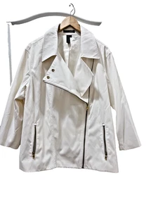 Canvas Segeljacke Damen Gr.3X Weiß Gold Reißverschlüsse Bikerjacke Neu mit Etikett - Bild 1 von 15