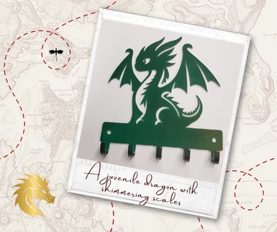 Whimsical Dragon Key Holder – Fantasy Wall Hook | Made in USA by The Metal Peddl - Image 1 of 4