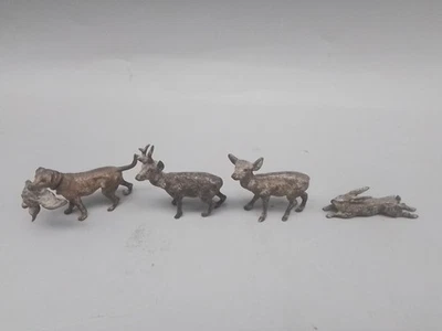 4 Stück Wiener Bronze Miniaturen,Figuren,Jagd,Jagdhund,Reh,Rehbock,Hase - Bild 1 von 4
