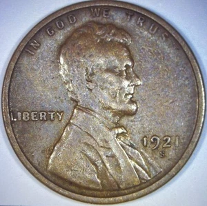 1921-S Lincoln Wheat Cent - Better Date- Corrosion - Picture 1 of 5