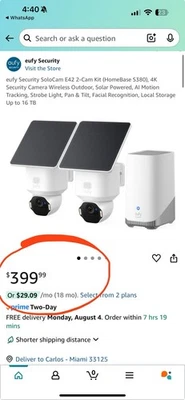 Professional Security Camera Set Solar Powered AI Wireless Outdoor System 2 Cams - Image 1 of 4