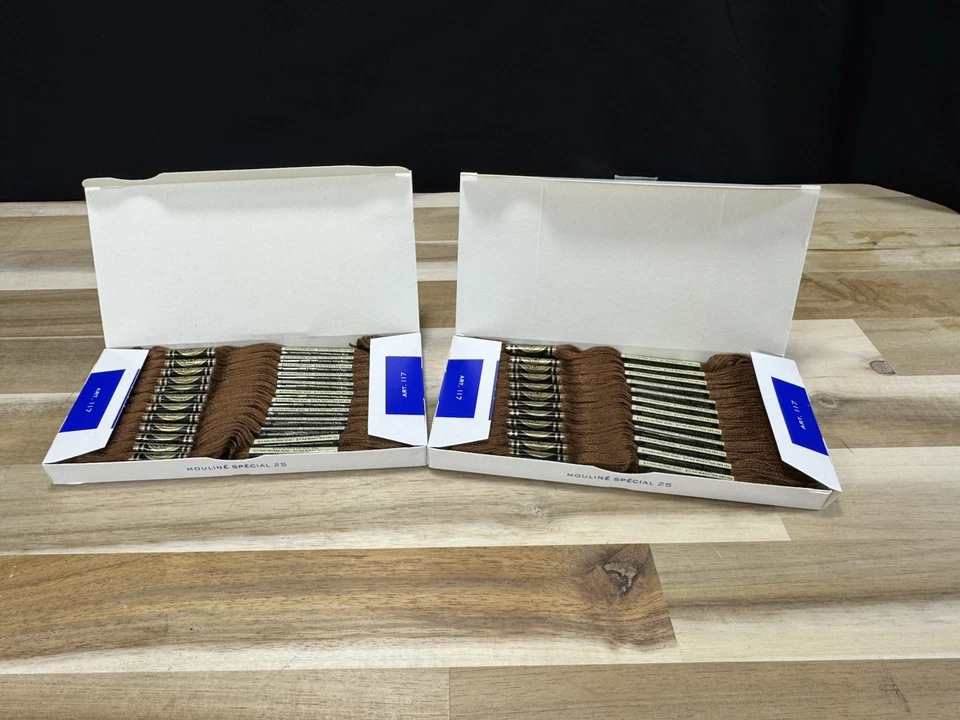 ✅2 Boxes ✅NEW ✅DMC 25 EMBROIDERY FLOSS ✅MOULINE ✅FRANCE ✅100% COTTON ✅#801 - Image 1 of 4