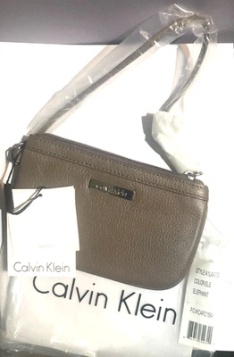 NWT Calvin Klein Elephant Gray Leather Small Wristlet - Image 1 of 4
