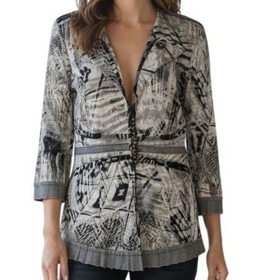 ALBERTO MAKALI Abstract Art Topper Jacket Blouse EUC Size Small - Image 1 of 4