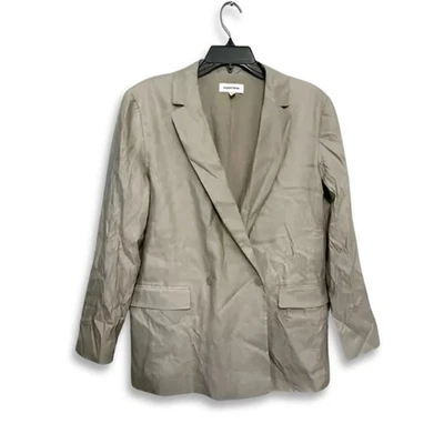 Nordstrom Single Breasted Blazer Notched Lapel Buttoned Linen Blend Tan Men's M - Image 1 of 4