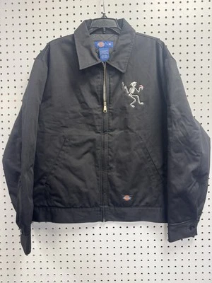 VTG SOCIAL DISTORTION Dickies Lined Eisenhower Black Jacket Embroidered Size L - image 1 of 4