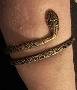 Vintage Middle Eastern SNAKE ARM Bracelet Bronze Scrollwork Wrap 1880-1920’s 34g - Picture 1 of 7