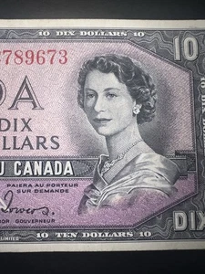 1954 Bank of Canada $10 Devil's Face Note - Coyne/Towers - C/D 2789673 - Picture 1 of 3