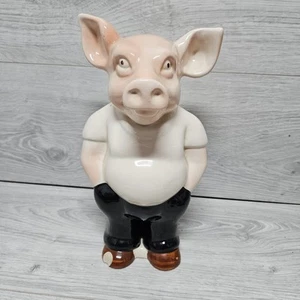 Rising Hawk Vintage Large Ceramic Pot Bellied Pig Man Piggy Bank 1960s 70s MCM - Foto 1 di 7