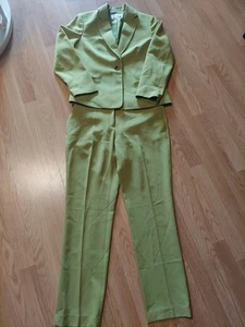 Traje Le Suit 2 Piezas Talla 10 Chaqueta/8 Pantalones ~ Verde Lima - Imagen 1 de 19