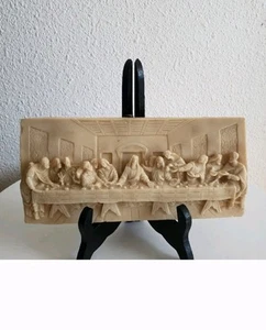 Vtg The Last Supper Wall Hanging 3D Resin Raised Relief Plaque 9.5" x 4.25" - Picture 1 of 12