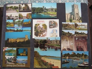12 POSTCARDS OF CHRISTCHURCH, PRIORY, AVON BEACH MUDEFORD, OLD MILL, RIVER STOUR - Picture 1 of 9