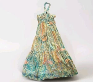 Zara Maxi Dress Women Size Small Colorful Paisley Halter Long Lined Party - Picture 1 of 11