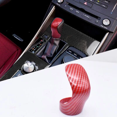 For 2014-2021 Lexus IS250/350/200T Carbon Fiber Red ABS Shift Knob Trim Cover - Image 1 of 4