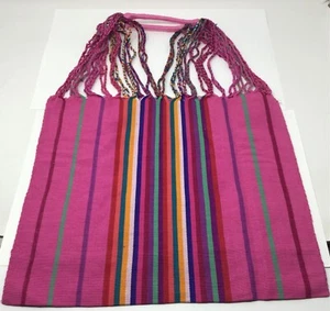 NEW Mexican Striped Woven Tote Bag Handmade Oaxaca Mexico - Picture 1 of 4
