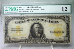 1922 $10 Gold Certificate Fr#1173 PMG F15 Ink #2257 - Picture 1 of 2