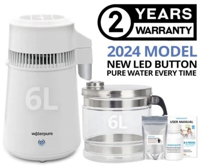 6 Litre White Water Distiller, Stainless Steel, Glass Jug - Water Pure - Image 1 of 4