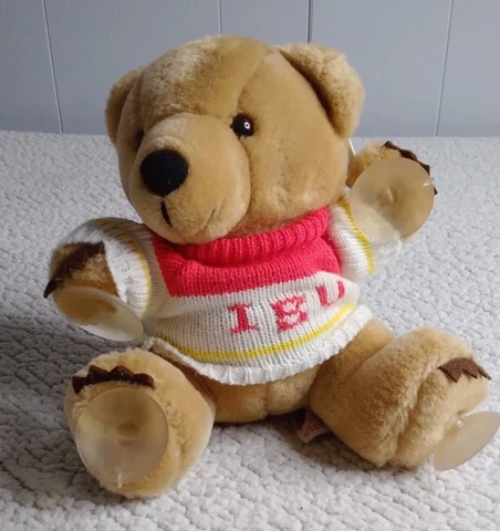 RARE Vtg 1987 DAKIN Iowa State Cyclones Plush Stuffed Teddy Bear w/ Suction Cups Cover