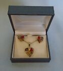 Boxed Silver 925 Necklace & Earring Set Flowers in Perspex Chain approx 16