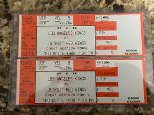 TWO (2) GRETZKY 1988 1st GAME IN L.A FULL TICKETS LOS ANGELES KINGS SEATS 8 & 9 - Picture 1 of 2