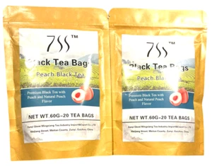 Black Tea Bags / Peach Black Tea - 20 Tea Bags - Premium Black Tea - LOT of 2 - Picture 1 of 3