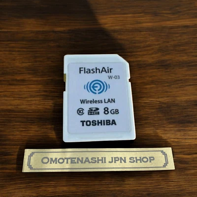 TOSHIBA FlashAir W-03 8GB Wireless Memory Card SDHC Excellent Used Tested - Image 1 of 3
