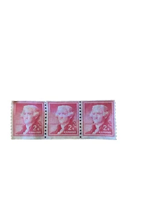2 Cent Red Thomas Jefferson US Postage Stamps 3 in series Unused Excellent Cond - Image 1 of 3