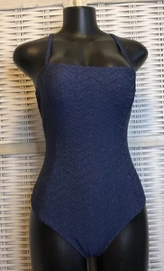 NWT Cupshe Women's One Piece Swimsuit Size Small Blue Silver Glitter - Picture 1 of 8