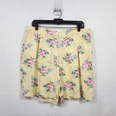 Pantalones Cortos Lauren Ralph Lauren Vintage Country Floral Plisado Lino Amarillo Para Mujer 16 Foto 1 de 4