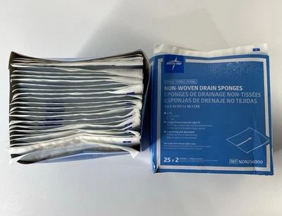 Medline NON256000 esponjas de drenaje de gasa 4 x 4 pulgadas 6 capas cantidad estéril 100 esponjas Foto 1 de 4
