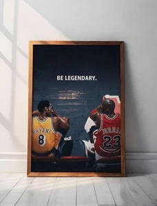 "Be Legendary" Kobe Bryant Poster Vintage Mamba Basketball Wanddeko, Noframe - Bild 1 von 8