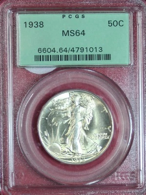 Medio dólar Walking Liberty 1938-P graduación profesional MS64 *OGH* Foto 1 de 4