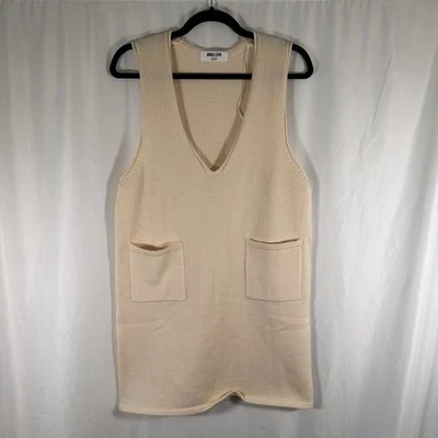 Double Zero Knee Length Dress Women's Small Knit beige Sleeveless Vneck Pullover - Image 1 of 4