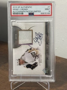 SIDNEY CROSBY 2010-11 SP AUTHENTIC LIMITED AUTOGRAPH PATCH #1 AUTO 004/100 PSA 9 - Picture 1 of 3
