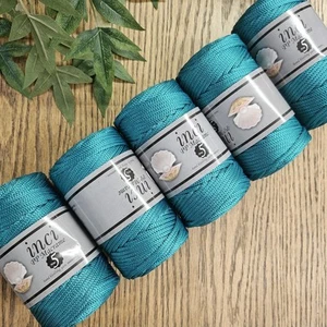 5 x 200g Polyesterkordel 3mm Makramee Kordel, 1kg, Häkelsack, türkis - Bild 1 von 6