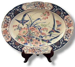 Birds of Paradise Vintage 80's Japan Ceramic  Serving Platter TOYO 16"x12" EUC - Picture 1 of 8