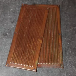 Pair Georgian / Victorian, Short, Ribbed pressed brass finger plates, - Picture 1 of 8