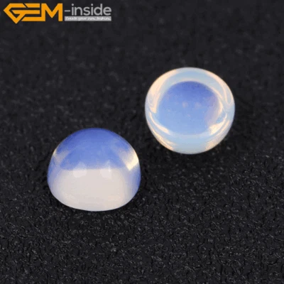 5 piezas de cuentas de piedra opalita blanca ovaladas planas CAB cabujón trasero fabricación de joyas Foto 1 de 4