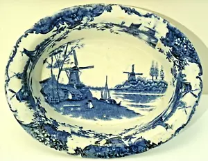 VINTAGE POTTERY T. RATCLIFFE FLOW BLUE PORCELAIN OVAL BOWL ENGLAND - Picture 1 of 4