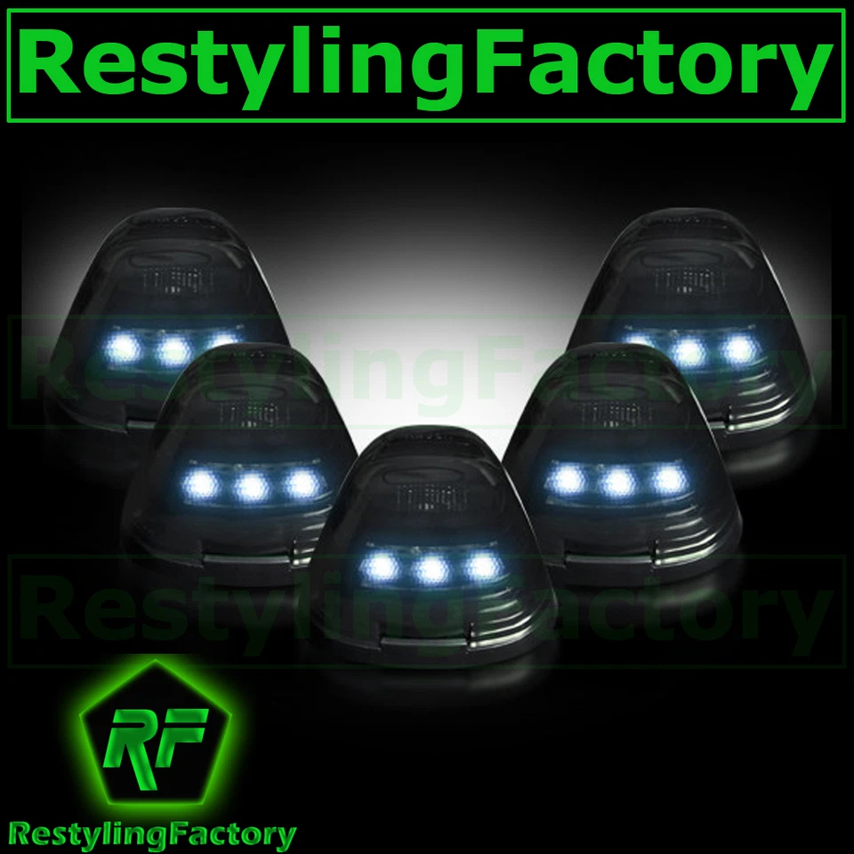 99-15 Ford Super Duty F250+F350+F450 Cab Roof 5pcs WHITE LED Lights SMOKE Lens - Image 1 of 1