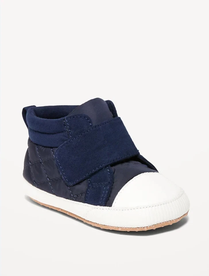 Old Navy Baby Quilted Secure-Close Sneakers Crib Shoes Size 3-6 6-12 12-18 18-24 - Image 1 of 2