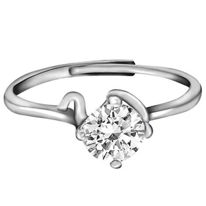 Pure 925 Sterling Classic Silver Zircon Stylish Ring For Womens & Girls - Picture 1 of 5