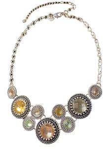 Collana medaglione rotondo pietra sfaccettata multicolore Premier Designs - Foto 1 di 8