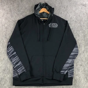 Star Wars Mens Track Jacket XXL Black Gray Hoodie Full Zip Long Sleeve Polyester - Picture 1 of 13