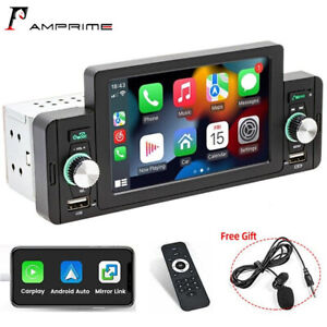 Single 1Din Car Stereo Radio For Apple/Android CarPlay 5" Touch Mp5 Bluetooth Fm