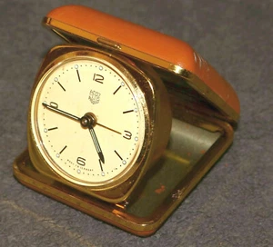 RELOJ DESPERTADOR DE VIAJE HERZ Raro De Colección Años 50 Alemania Hecho en Alemania Elegante ANTIGUO XM - Imagen 1 de 10