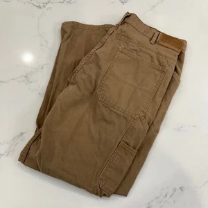 Schmidt Carpenter Work Pants Men 36x32 Tan Utility Duck Canvas Workwear Durable - Picture 1 of 9